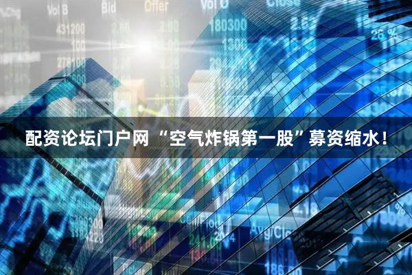 配资论坛门户网 “空气炸锅第一股”募资缩水！